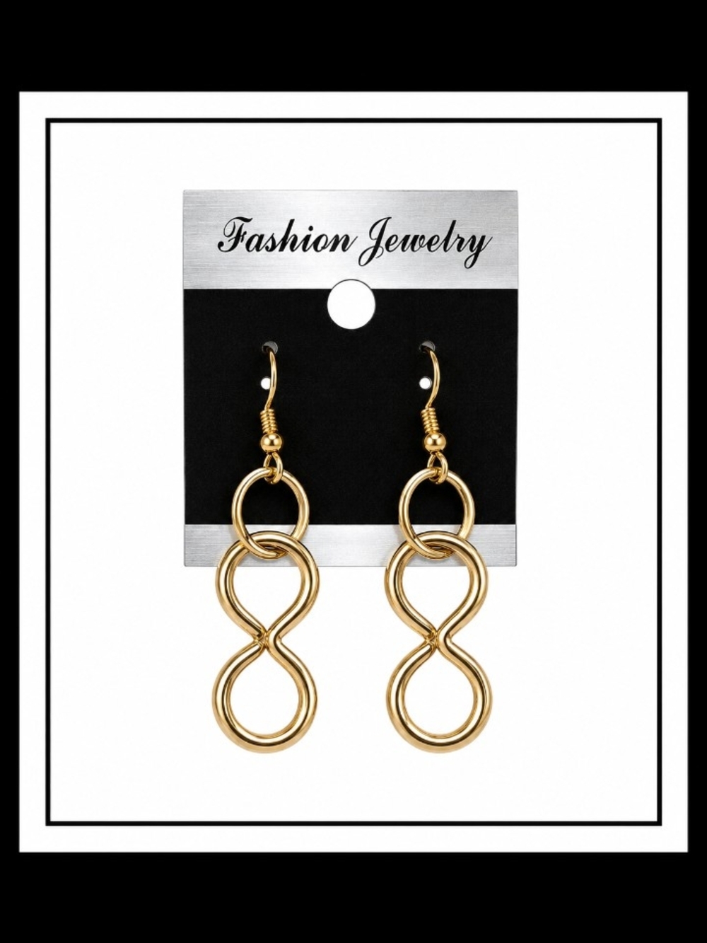 Fashion Jewelry Gold Double Infinity Dangle Earrings